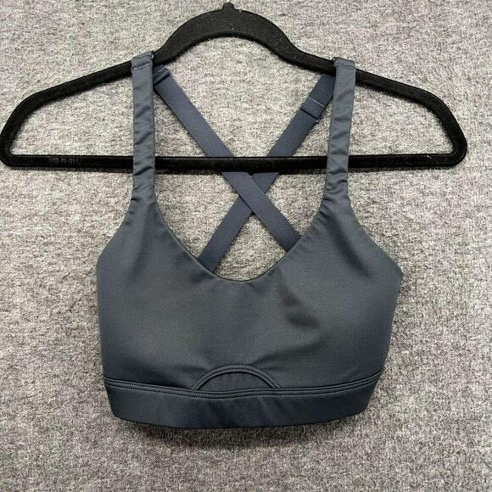 Victoria's Secret Sport Mesh Sports Bra Size XS Gray Criss Cross Cutout Wirefree